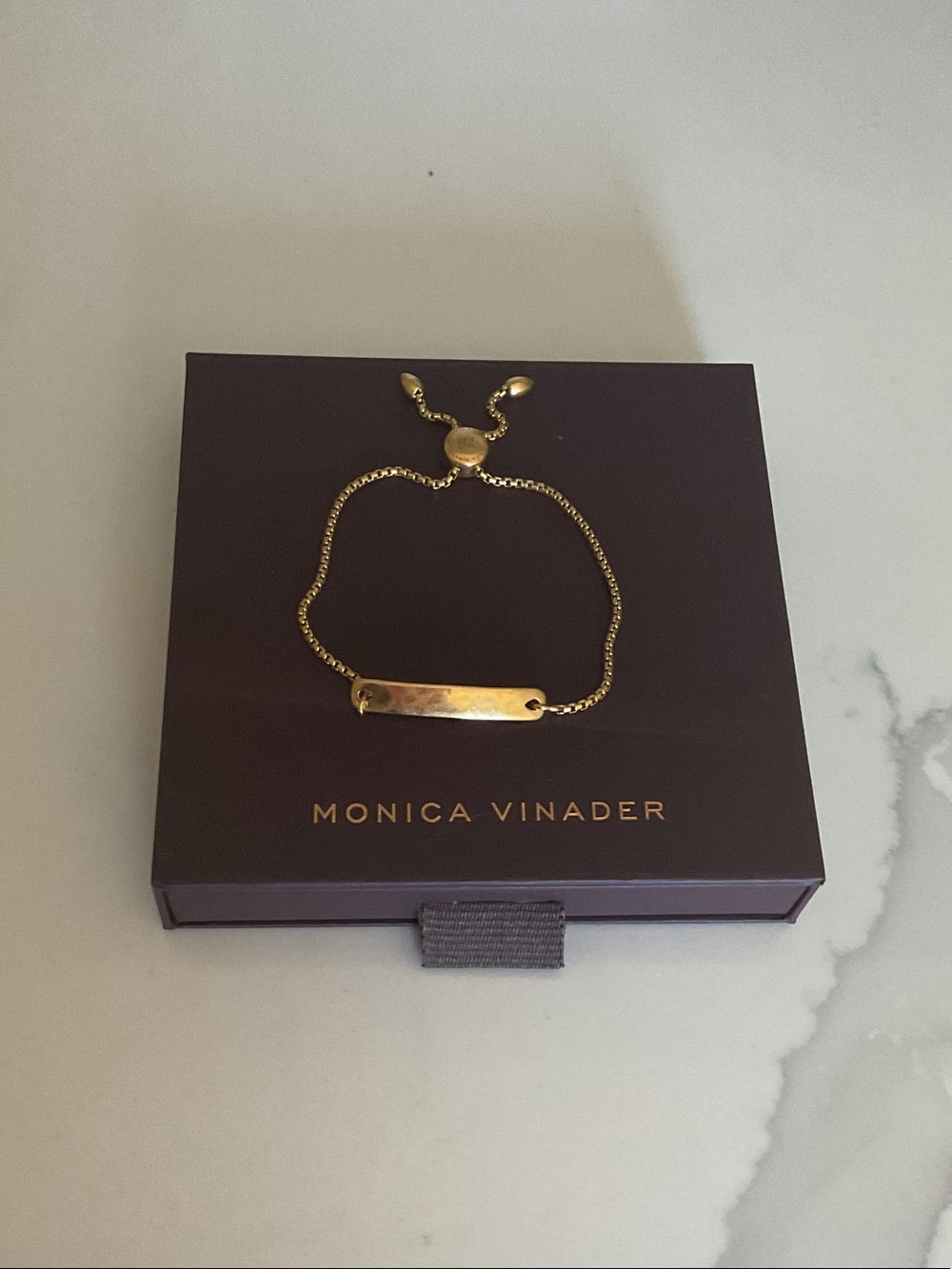 MONICA VINADER Gold ID Bar Sliding Chain Bracelet
